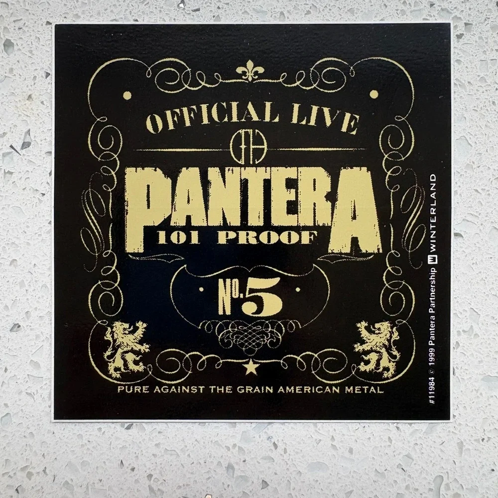Vintage Deadstock Pantera Sticker Rare Black 1999 Official Live 101 Proof Y2K